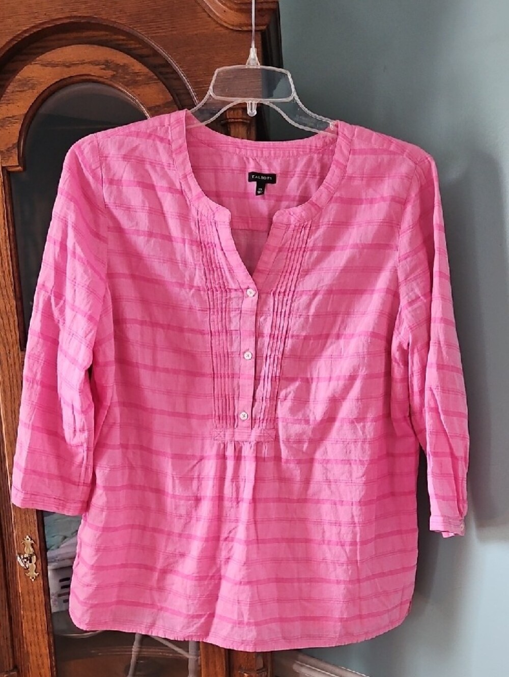 Women's TALBOTS Pink Button Henley Top & LOGO Lavish Purple Mixed TUNIC - Picture 2 of 13